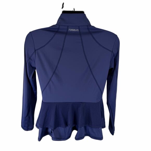 Acegolfs Performance Golf Jacket Blue Size Medium Womens Ruffle Tiered Detail - Picture 2 of 11